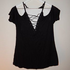 Black Cold Shoulder Top